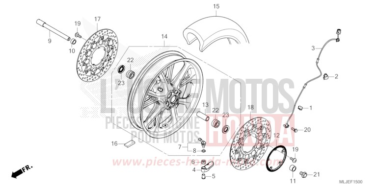 FRONT WHEEL for Gold Wing MAT ARMRED GREEN METALLIC (G208) from 2024